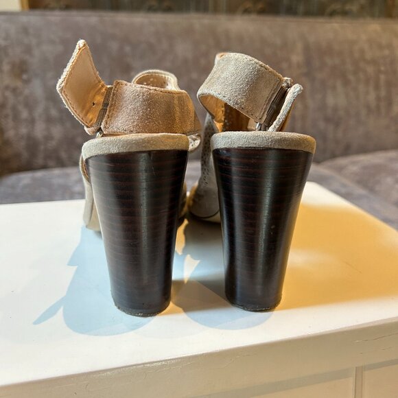 Tahari Taupe Grey Suede Slingback Mule Heels - Picture 3 of 12